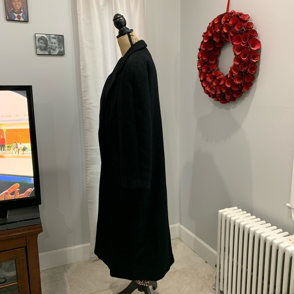 Perry Ellis double breasted black wool coat 12 - Picture 4 of 8